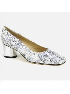 Brunate  silver rose gold metallic leather pumps